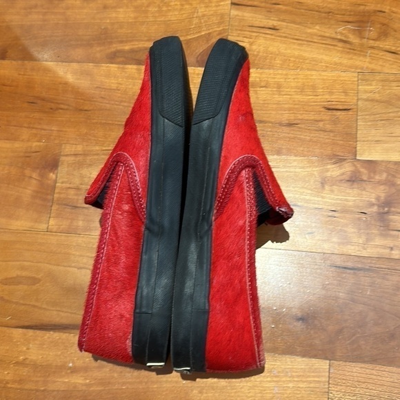 Sperry Top-Sider Jeffrey Red Leather Loafers Boat Shoes Mocs Cow Fur Pony Hair - Picture 4 of 9